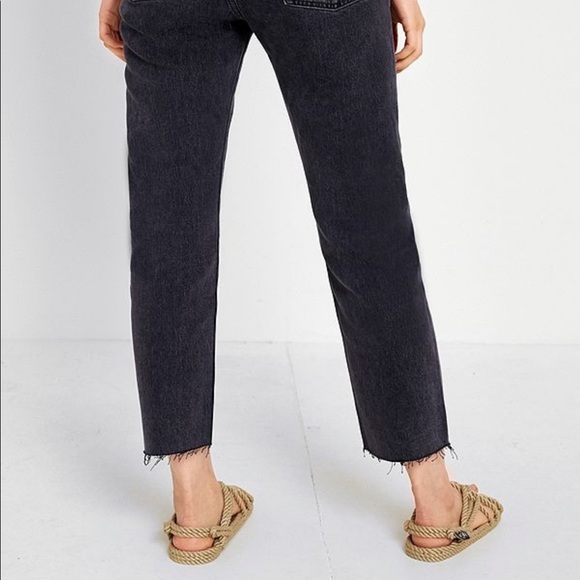 Levis Wedgie Fit Straight Raw Hem in Washed Black - Picture 3 of 7